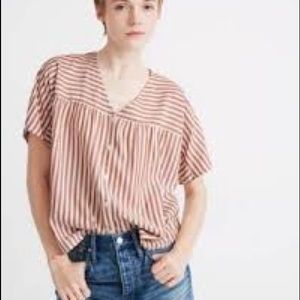 Madewell Rhyme Button-Front Top in Stripe Play Mulled Cider Size Small